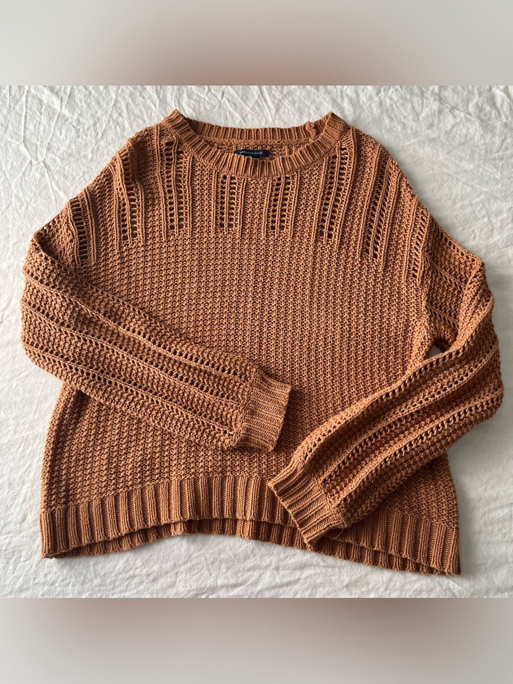 American Eagle Open-Knit Sweater in Rust